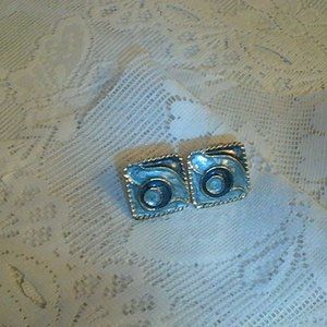 women 's enamel blue clip on earrings